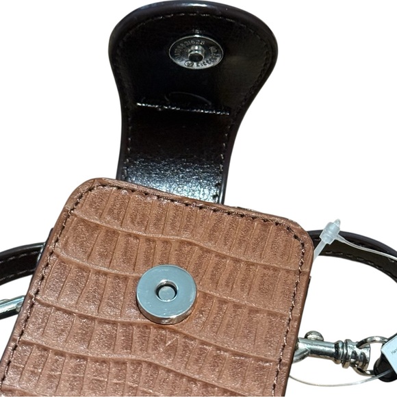 Langdon Leather Manhattan Cell Phone Case Croc Embossed Faux Brown‎ Clip - Picture 7 of 9
